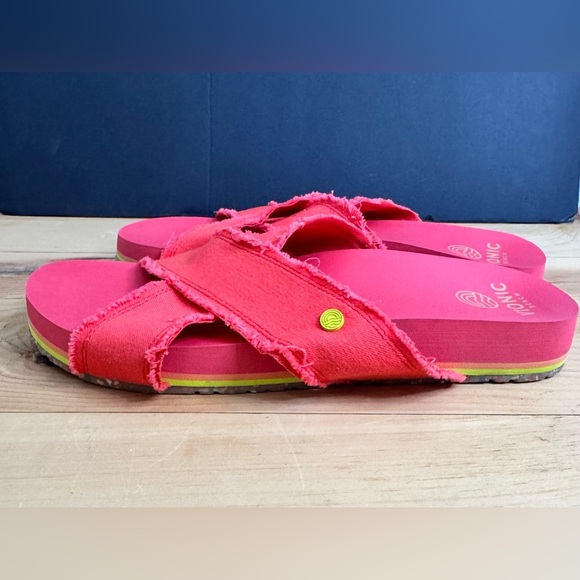 New Vionic Summer Beach Boardwalk Panama Canvas Slide Sandals In Poppy Size 7 - Picture 7 of 10